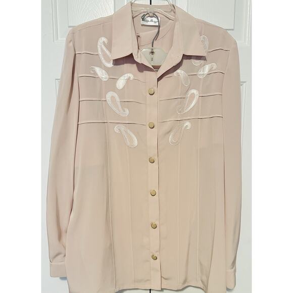 Vintage Philippe Marques Short & Long Sleeve Blouses Pants Set Pink Sz 18 O1006 - Picture 1 of 16
